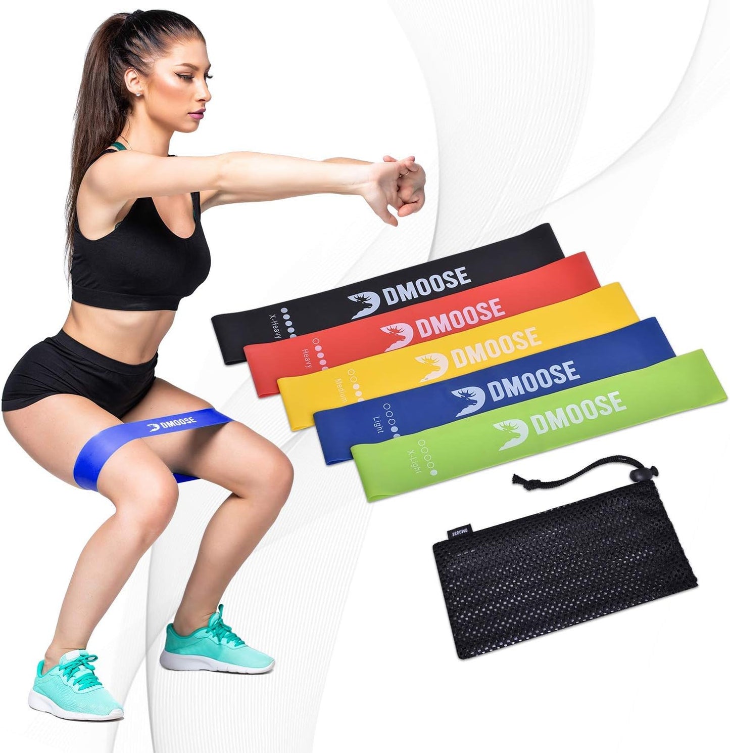 Resistance Loop Bands - Set of 5 Exercise Bands for Legs, Glutes & Arms | Ideal for Yoga, Pilates, Strength Training & Rehabilitation