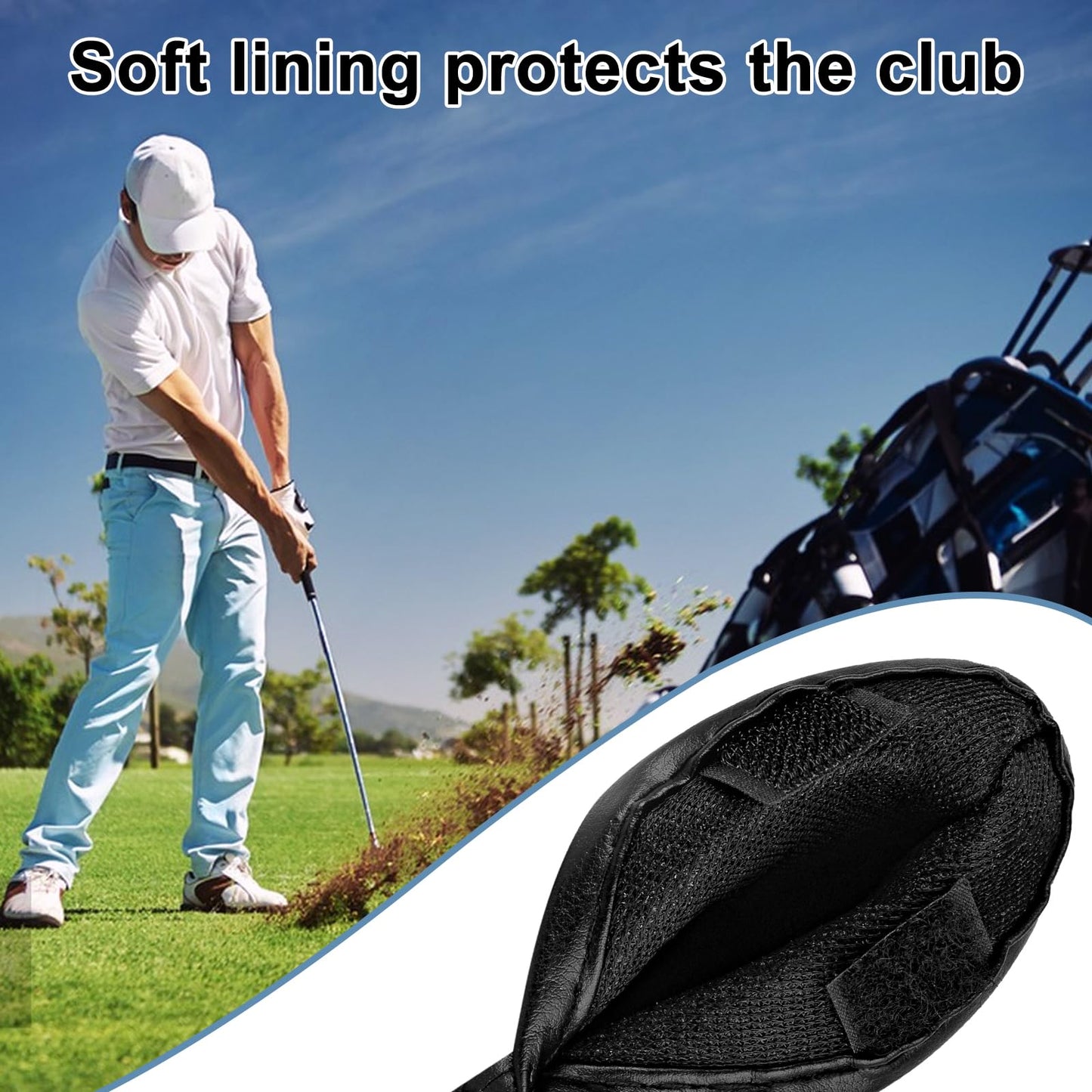 Mupera 12 Piece Black Leather Golf Iron Heads, Embroidery Golf Club Covers for All Brands, Provide Durable and Stylish Protection for Your Golf Clubs