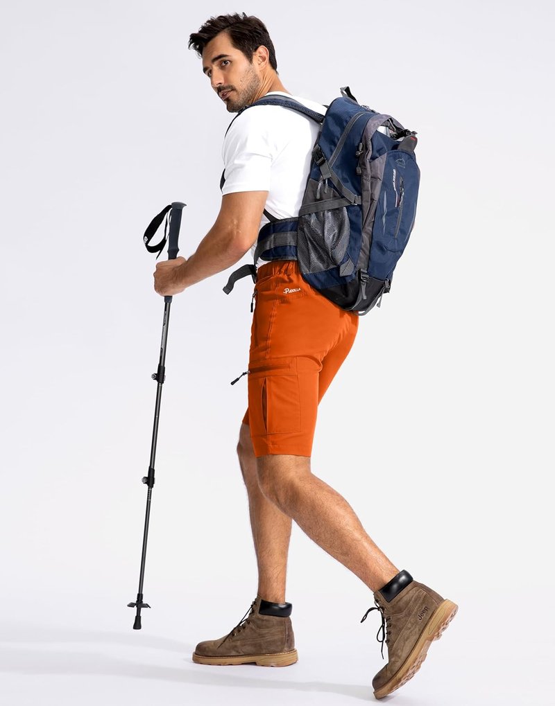 Men's Hiking Cargo Shorts - Lightweight Outdoor Shorts with 5 Zipper Pockets | 9"/7"/11" Sizes for Camping & Golf
