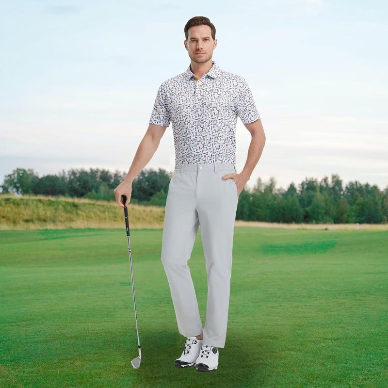 Mens Golf Shirt - Short Sleeve Moisture-Wicking Polo with Performance Patterns | Dry Fit Design