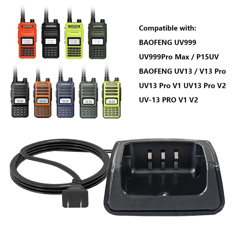 2 Pack BAOFENG UV-13 Pro Charger Base US Adapter for P15UV Radio Accessories DC8.4V for TYT UV88 UV99 Walkie Talkie UV-13 Pro V2