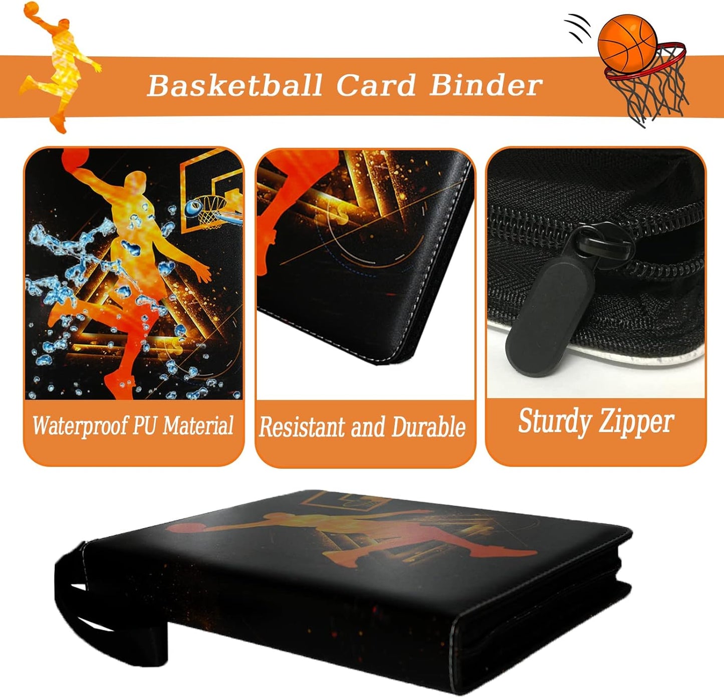 Basketball Cards Binder - 900 Pockets Trading Card Holder Album | Includes 50 Removable Sleeves