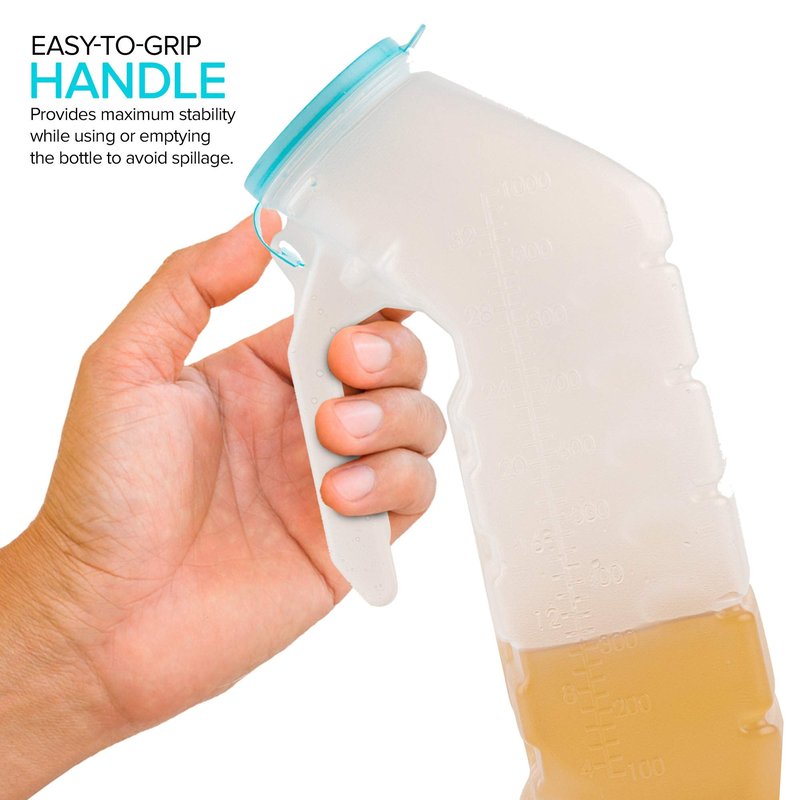Male Urinal Bottle with 65 Inch Hose and Female Adapter, 2000 mL Portable Spill Proof Urine Container for Bedside, Travel, Elderly, Truck Drivers and Hospital Use