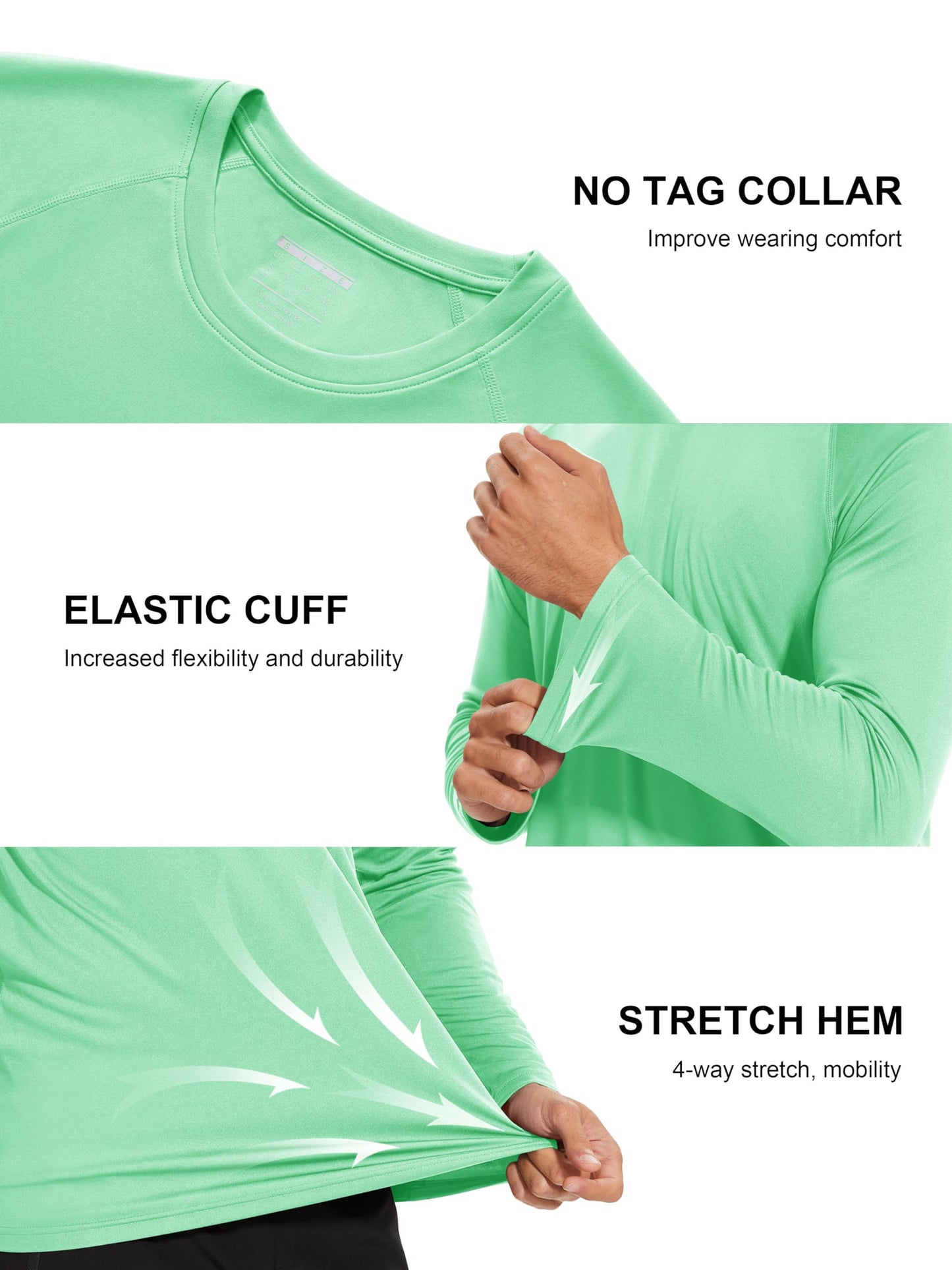 MAGCOMSEN Hiking Shirts for Men Long Sleeve Running Shirts Quick Dry Shirts UV Protection T Shirts Sun Protection UPF 50+ Athletic Shirts