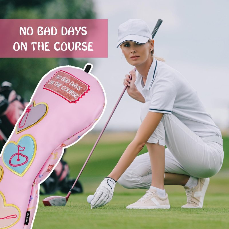 mytag Pink Driver Headcover, No Bad Days On The Course Golf Driver Head Cover for Women Girls