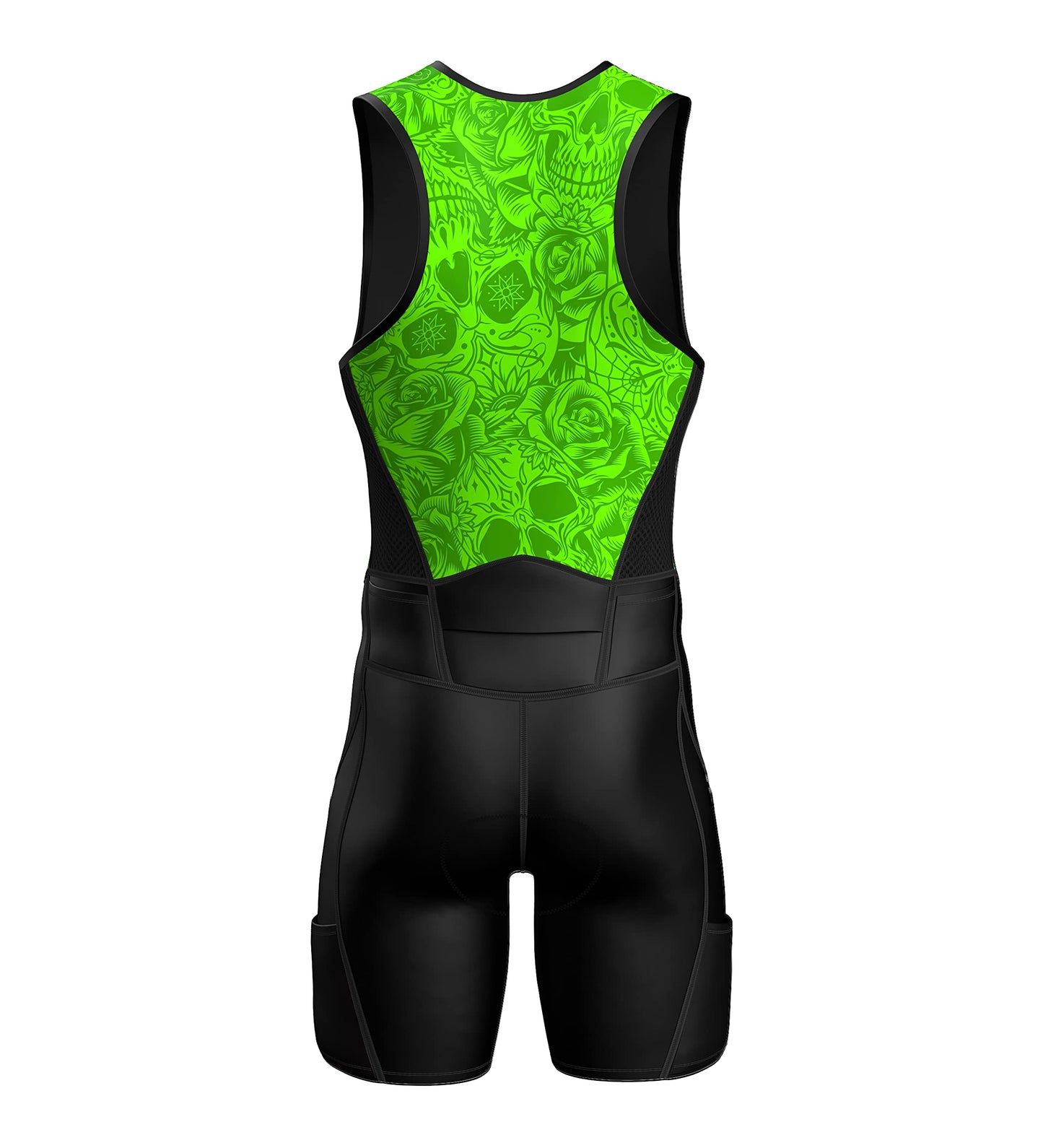 Sparx Men's Premium Triathlon Suit – Padded, Quick-Dry, Compression Fit, Lightweight Tri Suit for Swim, Bike, Run Race & Training (XtremeSkulls, M)