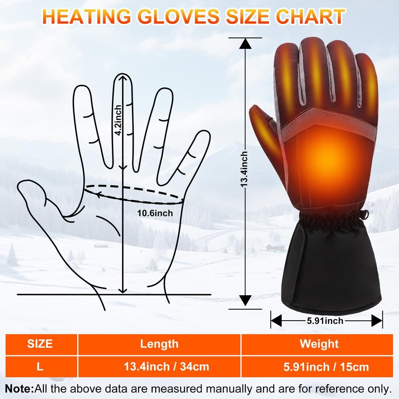 GEMSTONEGO Rechargeable Heated Gloves - New Upgrade, Electric Portable Battery Hand Warmers for Men Women, Waterproof Touchscreen Cold Weather Thermal Gloves for Driving,Camping,Hunting,Outdoor Work