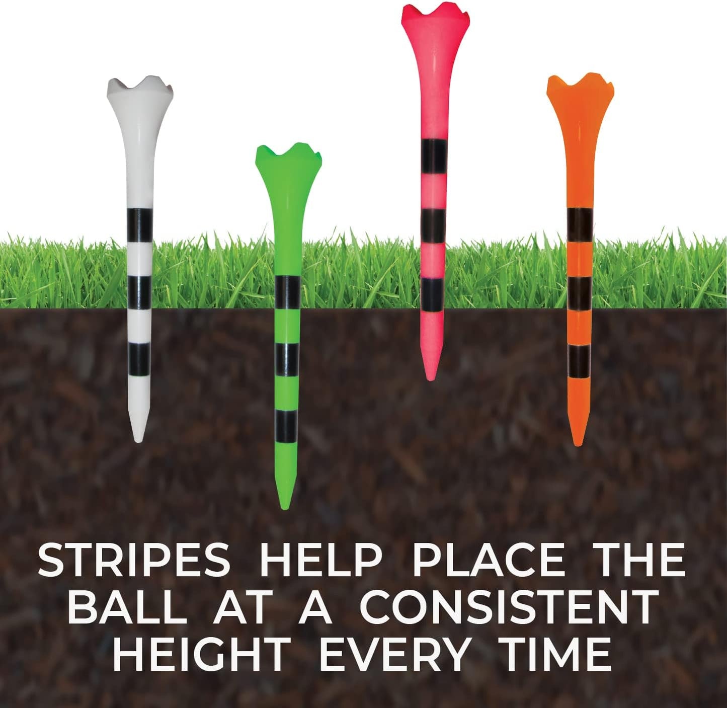 Pride Golf Tee - Performance Plastic Golf Tees for Consistent Play | 100 Count, 2-3/4 Inch, White