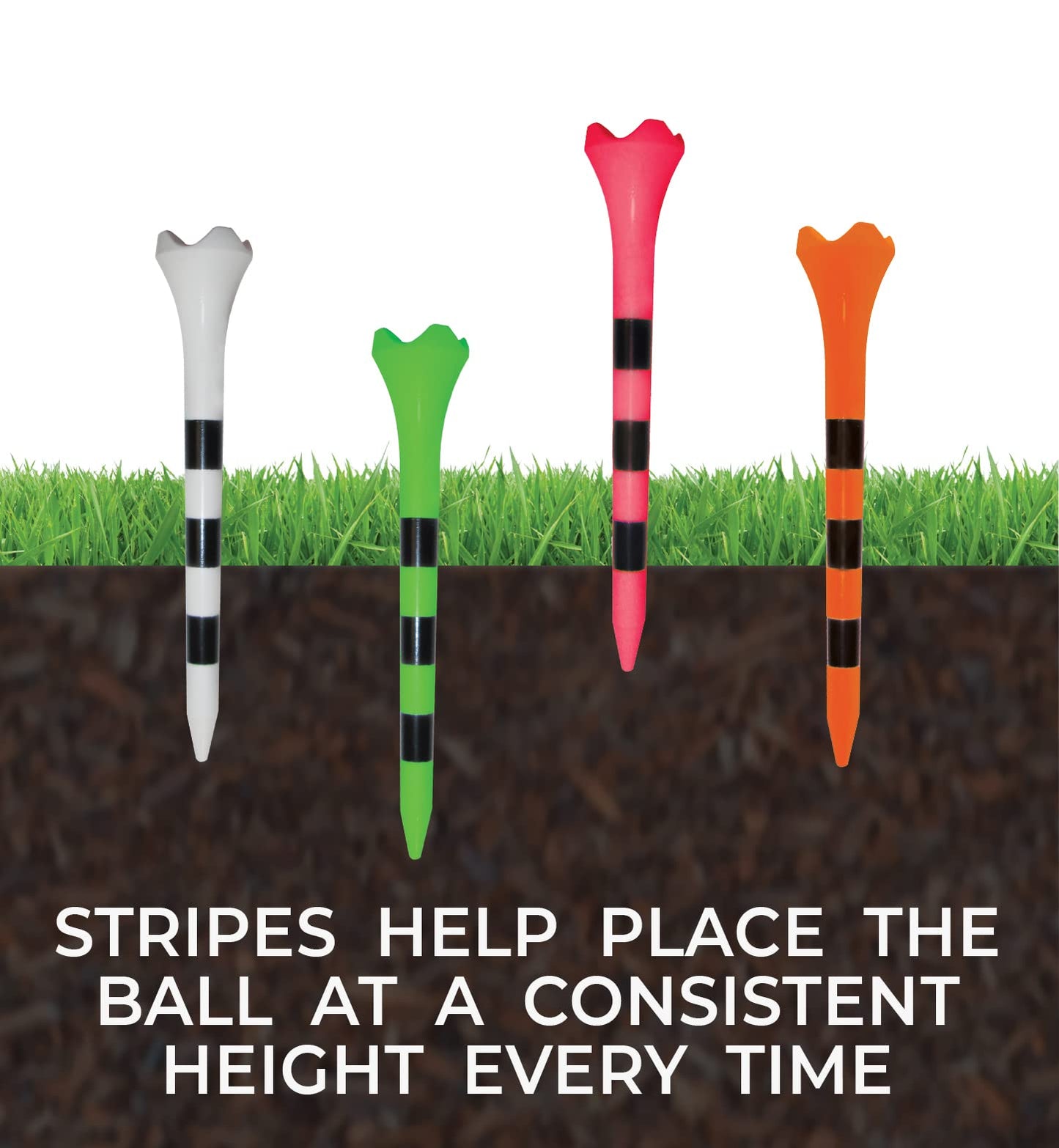 2-3/4" Pride Performance Golf Tee Striped, Citrus Orange, 100 Count