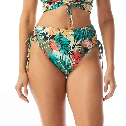 Coco Reef Inspire Shirred High Waist Bikini Bottom - Passion Flower