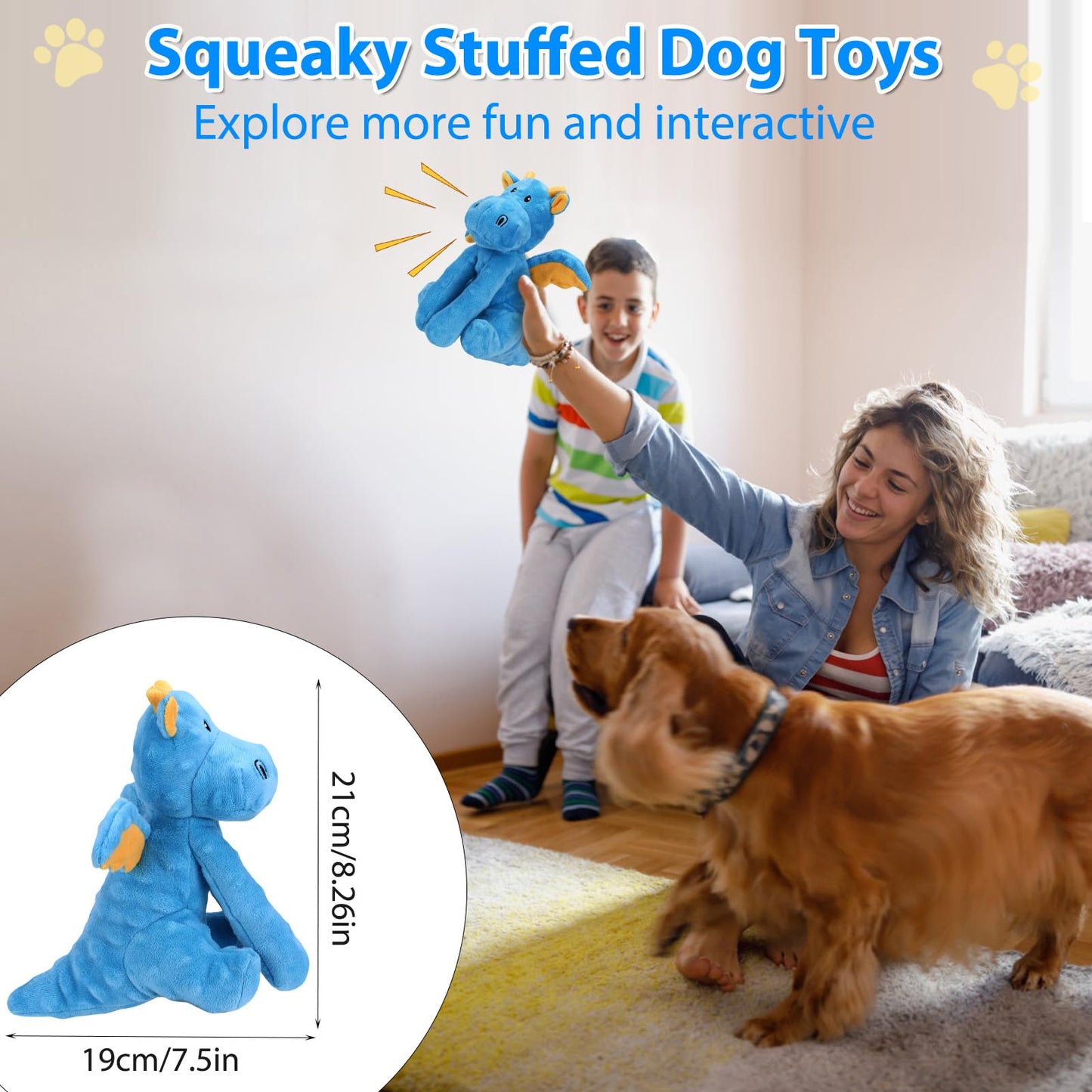 Letsmeet Dog Toys for Puppy Toys, Interactive Plush Dog Toy with Squeaker and Crinkle Paper, Suitable for Reducing Boredom and Anxiety, Cute Pet Toy for Small, Medium and Large Dogs