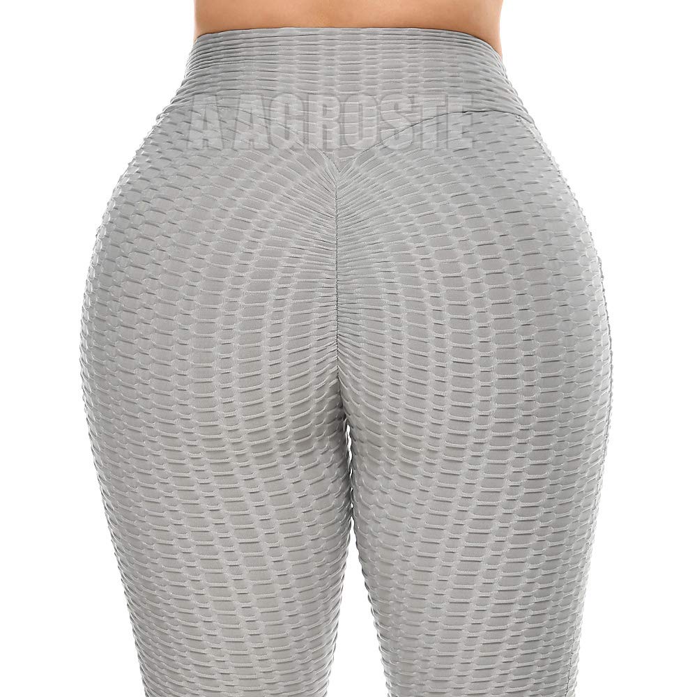A AGROSTE Women's High Waist Yoga Pants Tummy Control Workout Ruched Butt Lifting Stretchy Leggings Textured Booty Tights