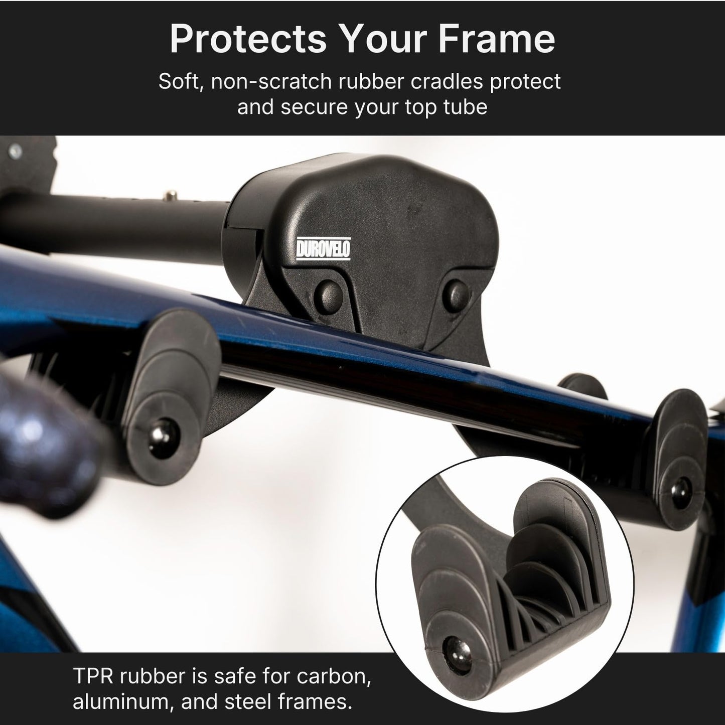 DUROVELO Bike Wall Mount - Horizontal Wall Hanger, Adjustable Design for Road, Mountain and Hybrid Bikes up to 48.5 lbs - Space-Saving Bike Rack for Garage or Apartment - Sturdy Indoor Bicycle Storage