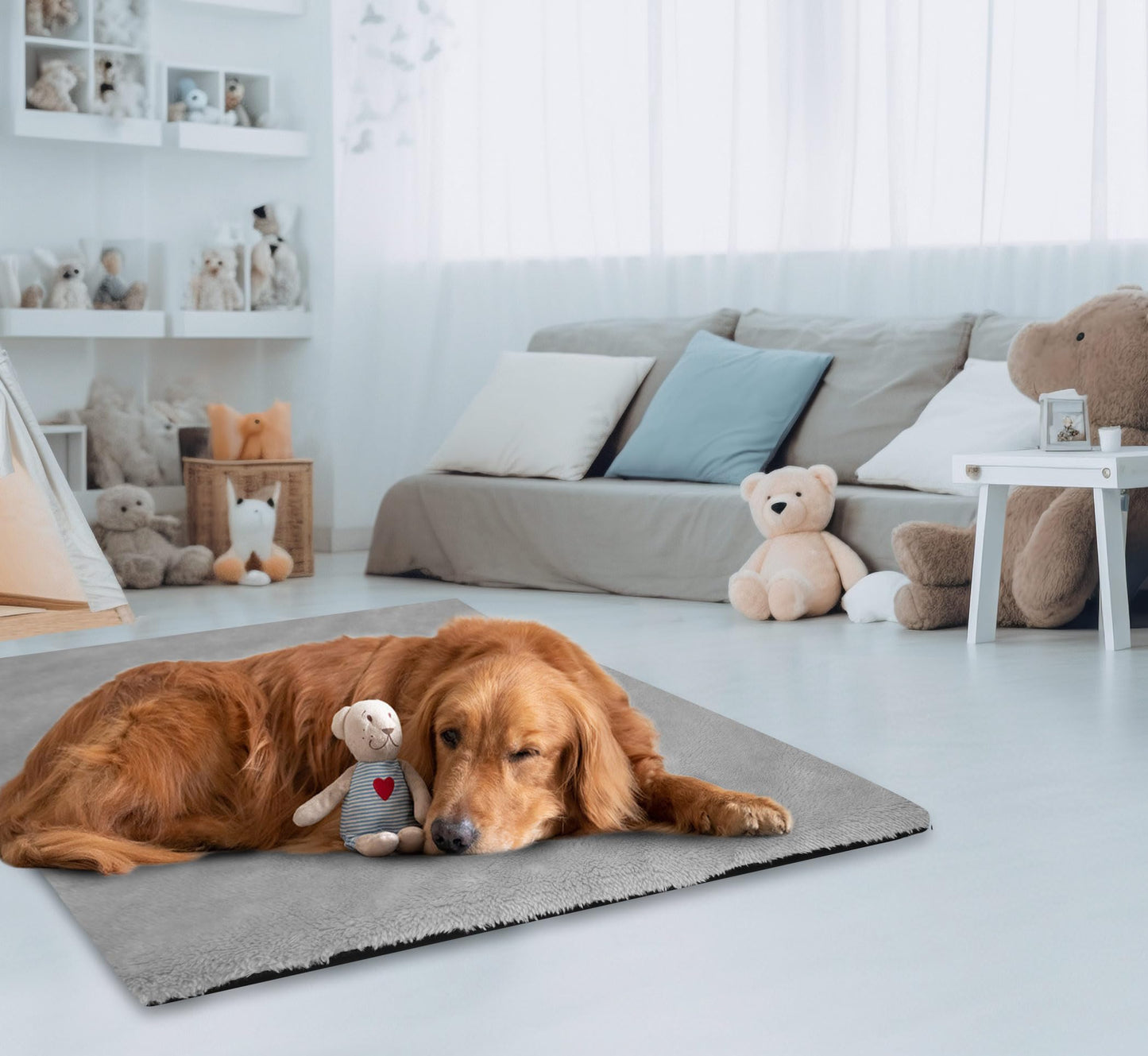 Explore Land Dog Crate Pan Cover with Fluffy Top and Waterproof TPU Lining, Washable Pan Enclosure Cover for 42 inch Pet Cage
