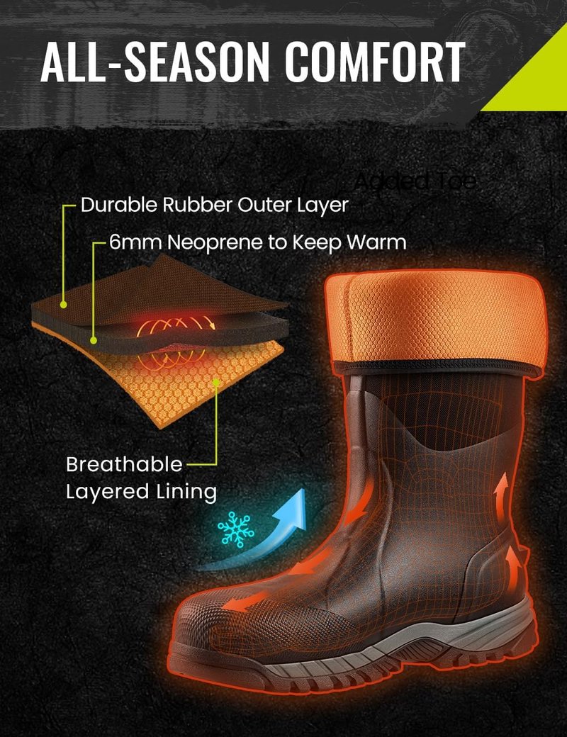 TIDEWE Men's Work Boots - Durable Waterproof Design | Sizes 7-13, Black