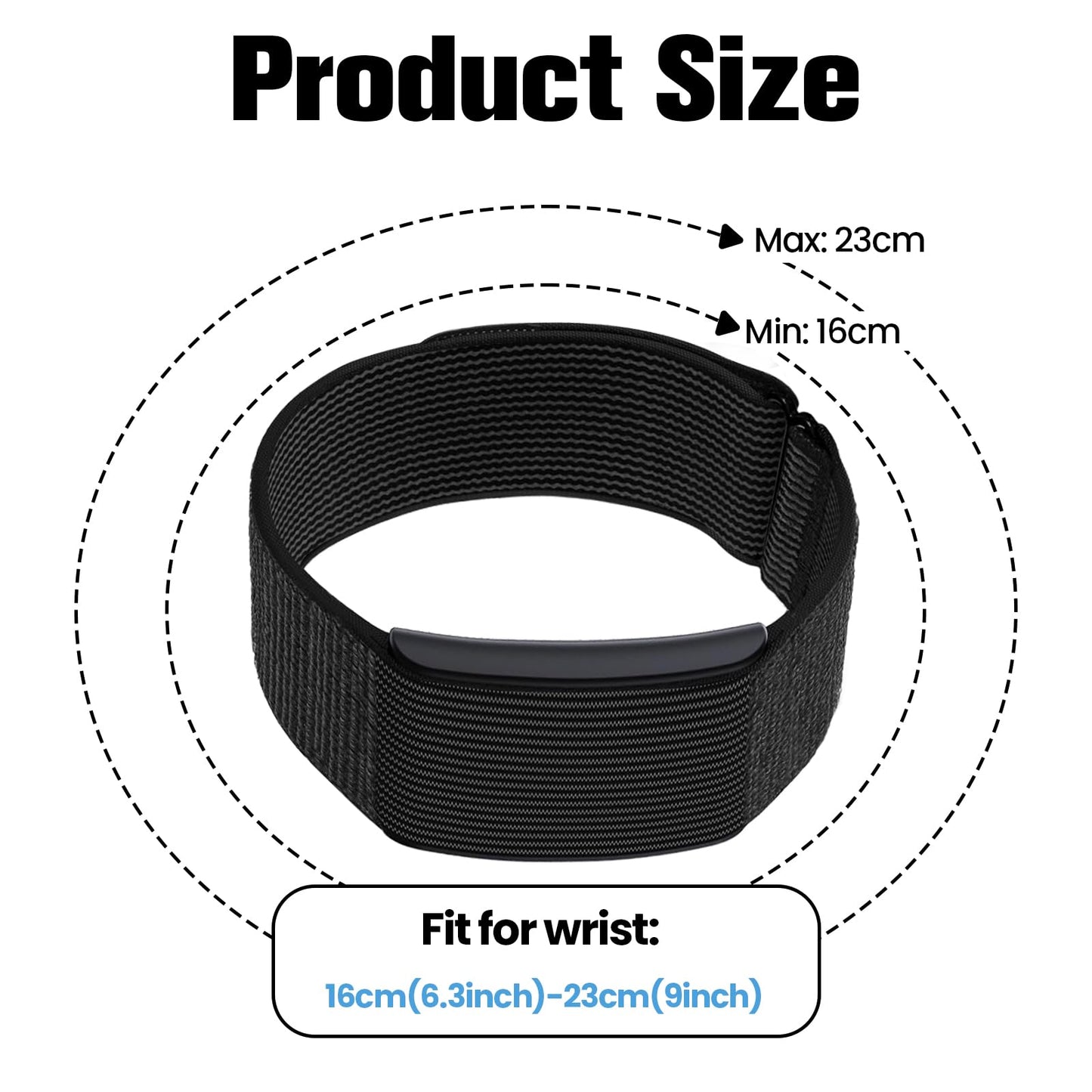 Yeahxing Strap Compatible with Amazfit Helio - Breathable Nylon Loop Sport Replacement Wristband, Adjustable Lightweight Replacement Band for All-Day Wear (Only Strap)