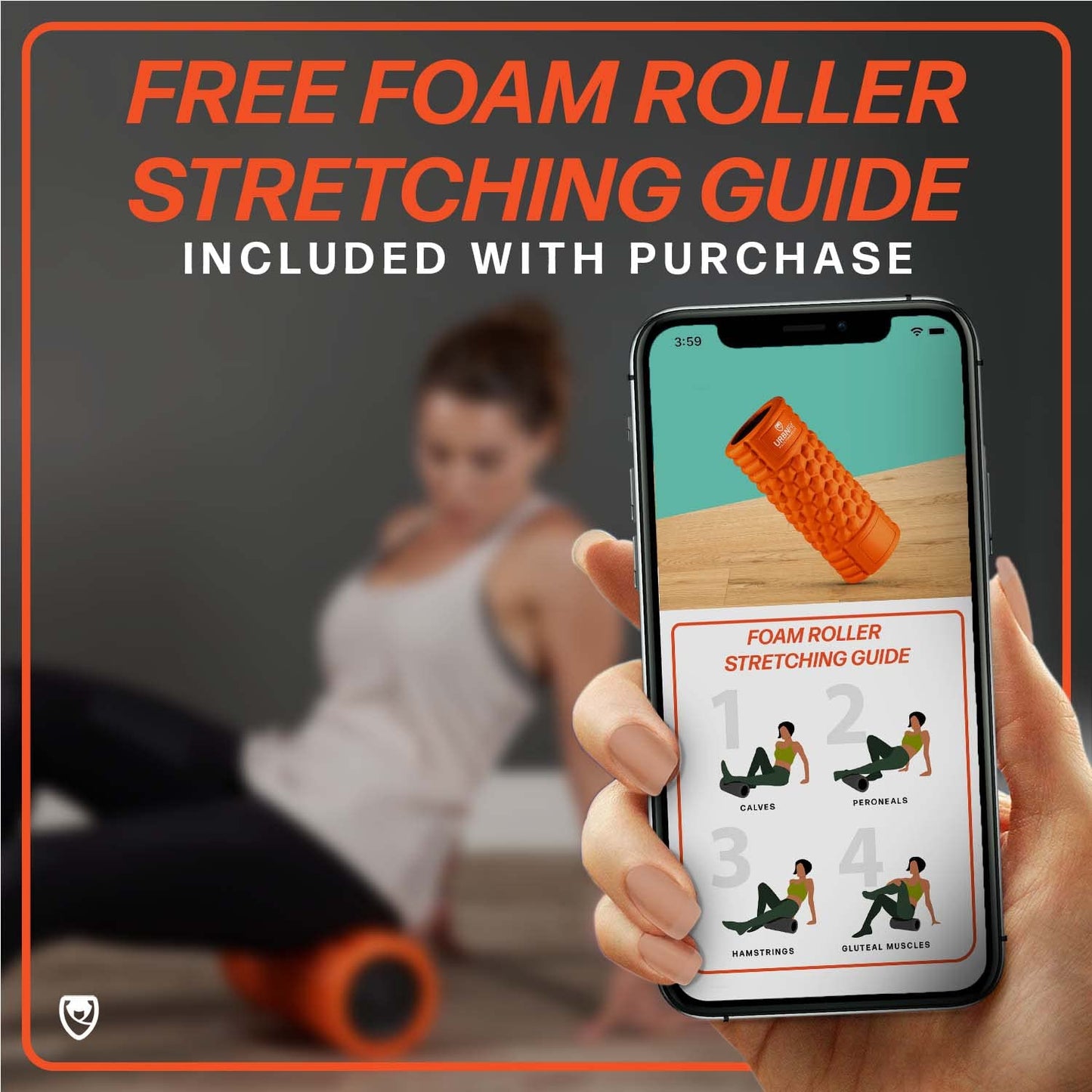 URBNFit Vibrating Foam Roller - Electric Muscle & Back Roller w/ 5 Speeds for Physical Therapy Exercise, Deep Tissue Massage, Post Workout Recovery and Trigger Point Release﻿