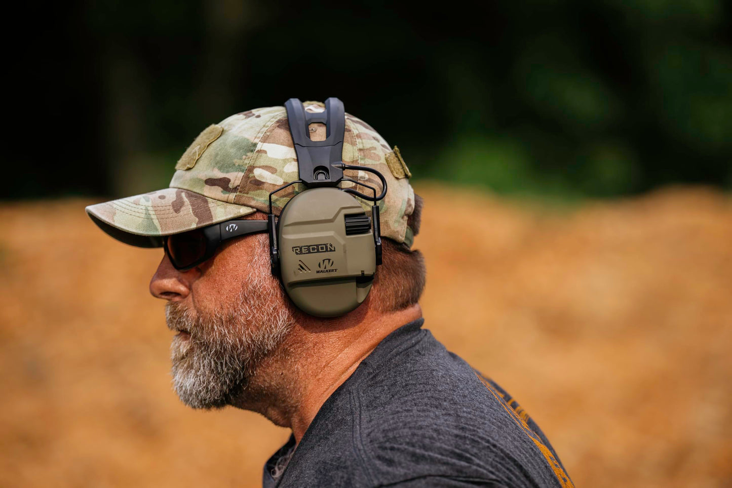 WALKER'S Recon Digital Muffs - Durable IPX4 Weather-Resistant HD Speakers Hunting Range Shooting Hearing Protection Electronic Muffs, 3.5mm Audio Jack, 2 AAA Batteries Included, Flat Dark Earth