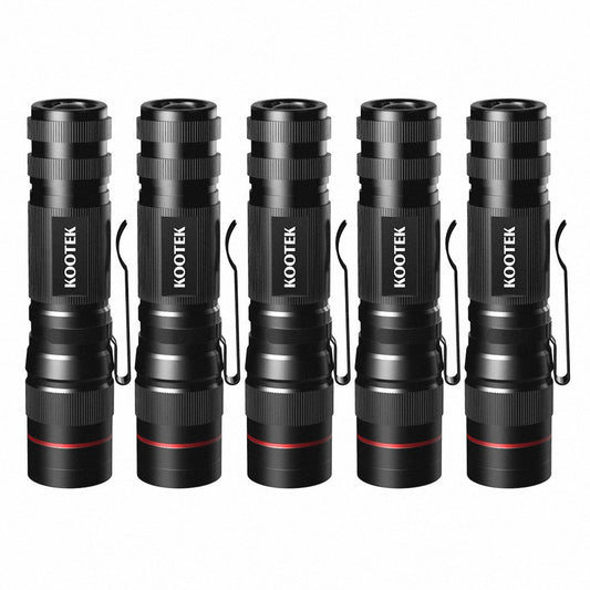 Kootek Mini LED Flashlights Pocket Pen Flashlight 5 Pack Waterproof Zoomable Bright Flashlight for Kids Child Outdoor Hiking Biking Camping Cycling Emergency Light (0.83 Inch Wide)