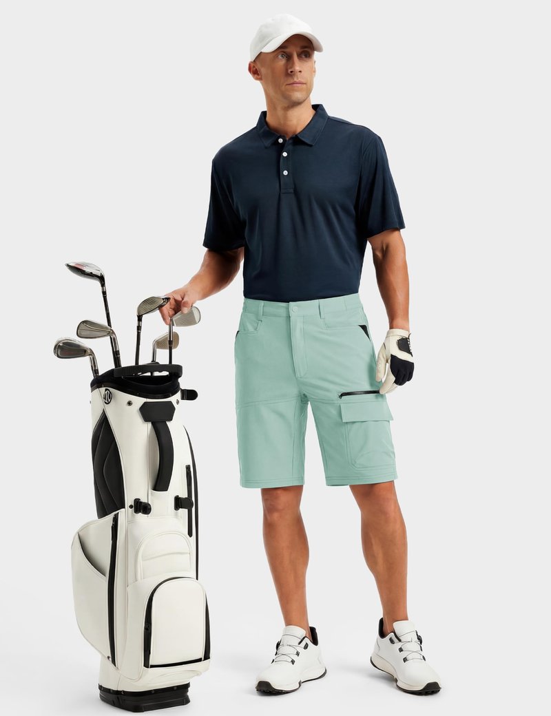 TACVASEN Mens Shorts 10" Dress Golf Outdoor Lightweight Quick Dry Summer Casual Fishing Travel Shorts with Zipper Pockets Lake Blue 30