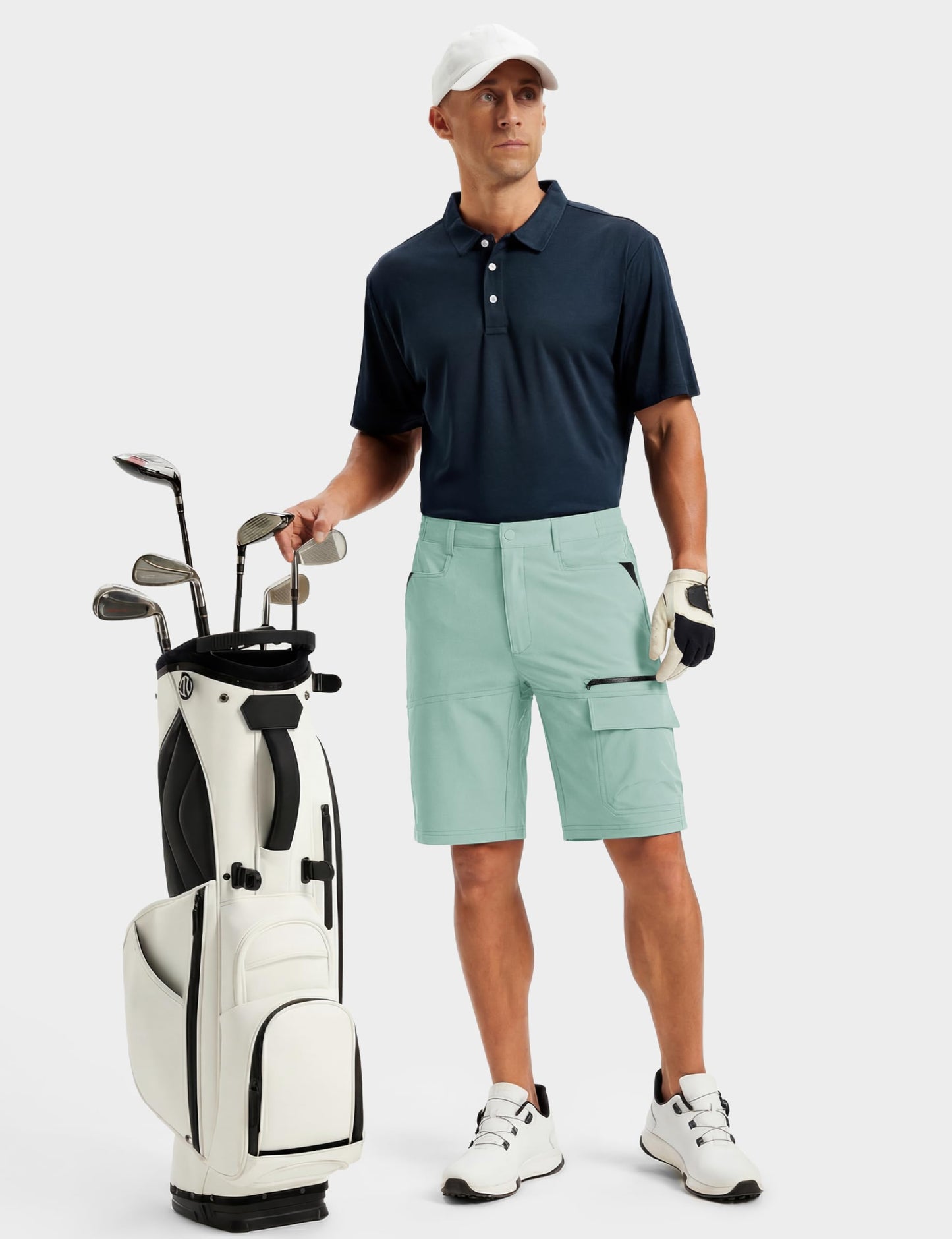 TACVASEN Mens Shorts 10" Dress Golf Outdoor Lightweight Quick Dry Summer Casual Fishing Travel Shorts with Zipper Pockets Lake Blue 32