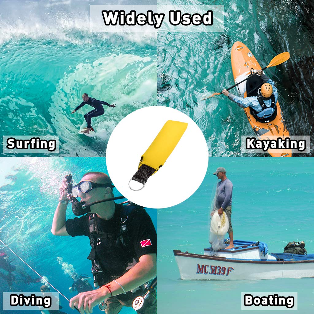 Floating Neoprene Keychain, Rectangle Buoyant Key Ring, Water Sports Keychain for Marine Boat, Fishing, Sailing, Surfing, Kayaking, Swimming, Diving, Water Sports Yellow