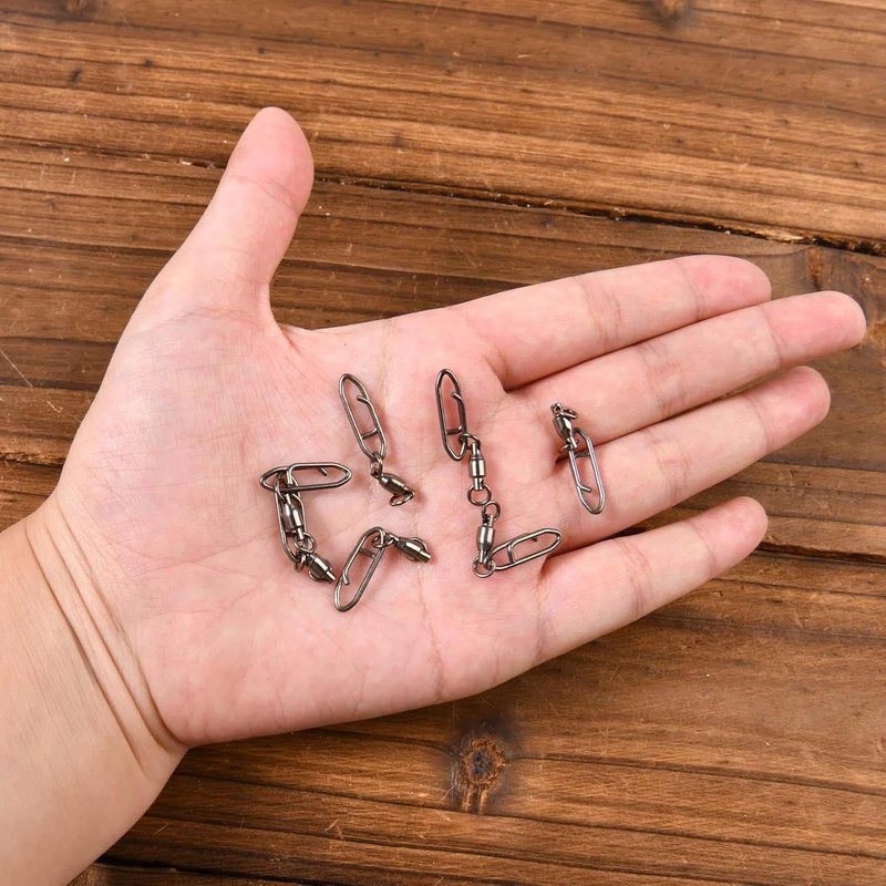 High Strength Snap Swivels - 25 Pack Quick Change Fishing Clips | Stainless Steel, Black Nickel Finish