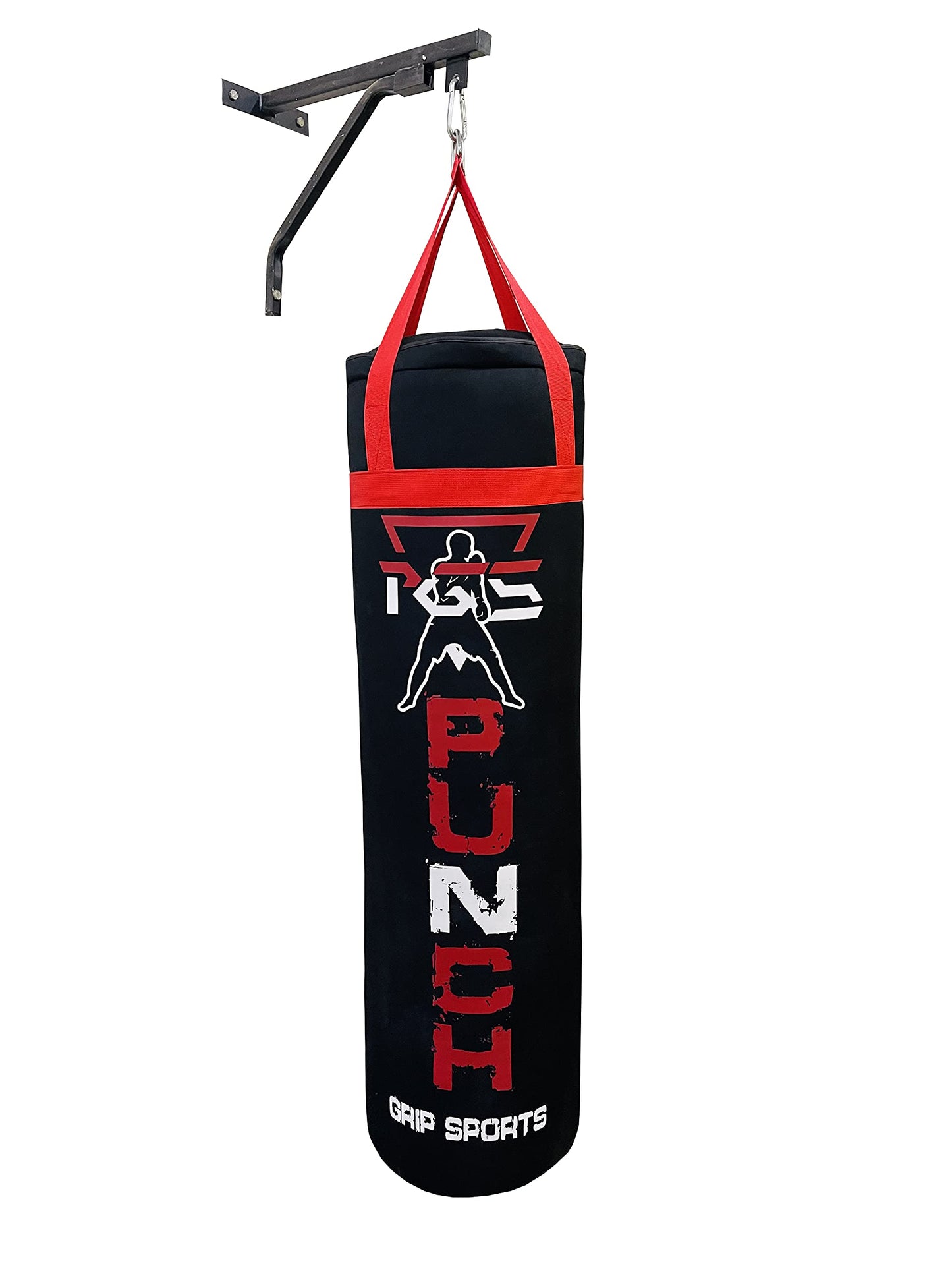 Generic PGS Punching Bag Heavy Home Gym Exercise Equipment for Muay Thai MMA Boxing Training Fitness Workout Kickboxing for Hanging Stand – Unfilled (Black Red, 4FT)