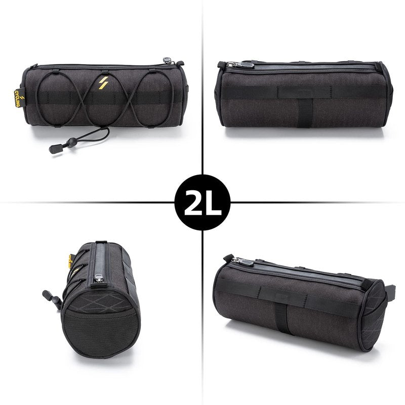 ROCKBROS Bike Handlebar Bag Small Bicycle Handle Bar Bag Handy Front Bike Bags Handlebar Storage Pouch Pack with Shoulder Strap Little Mountain Road Bike Barrel Bag