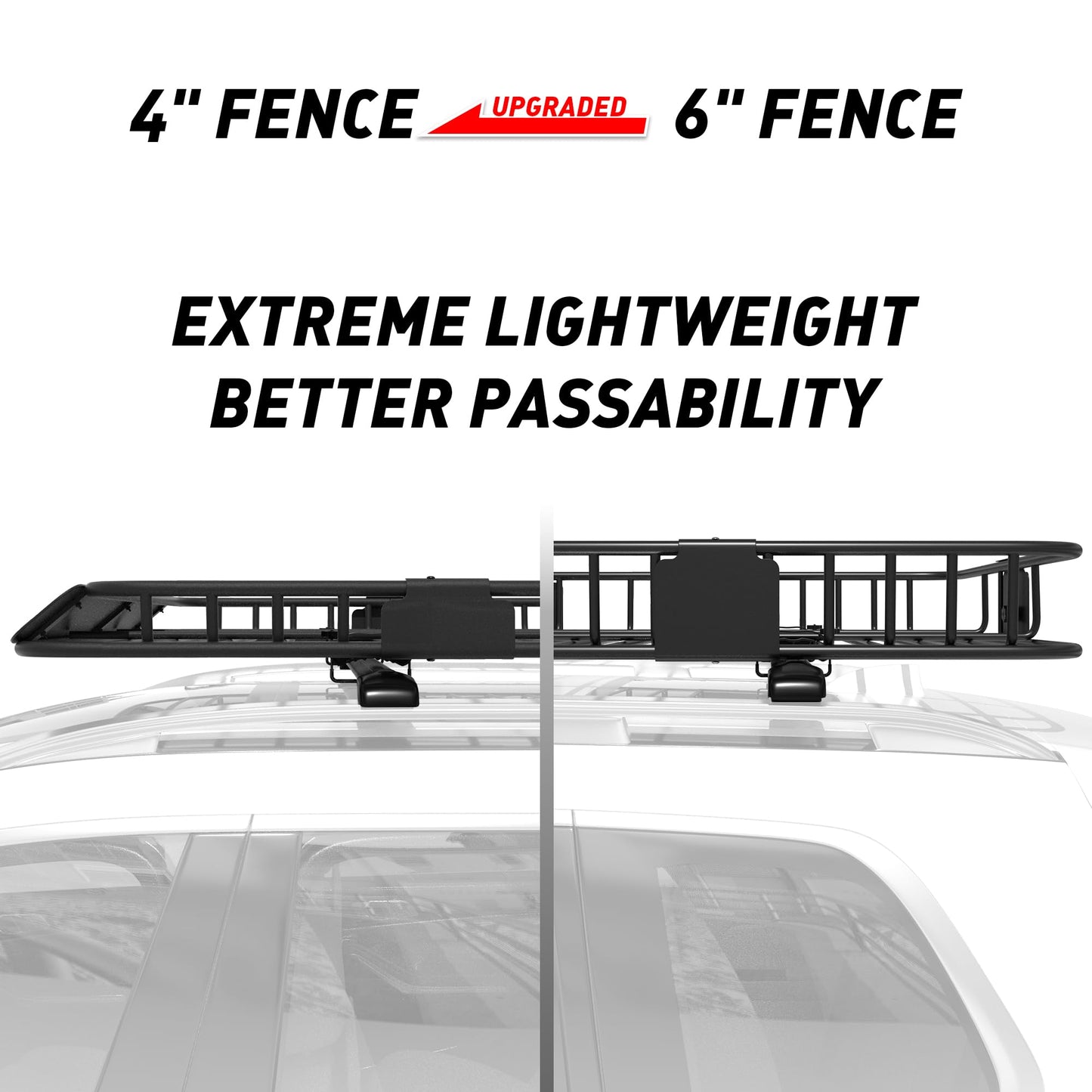 WILDROAD Car Roof Cargo Basket Combo of Upgraded 64"x 39"x 4" Roof Rack Cargo Basket with 21 Cubic ft Waterproof Cargo Bag, Cargo Net, Ratchet Straps and Anti-Rust Sealant