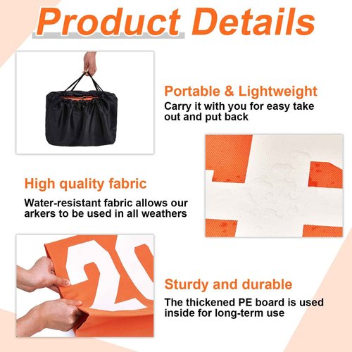 Liliful Set of 11 Football Yard Markers High Visibility Football Field Yard Line Markers 12.5 Inch Portable Weighted Yardage Marking with Carrying Bag for Sports Game Training