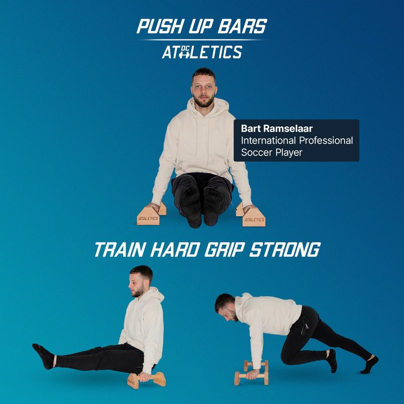 DC ATHLETICS® Push Up Bars – Parallettes with Anti-Slip Pads & Rock-Solid Base – Joint-Friendly Basebar -FSC-Certified Beech Wood – Calisthenics, Handstand & Planche Training