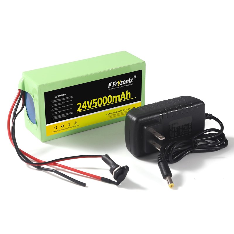 1 Pack 24V 5Ah Lithium Battery with 29.4V 1A Charger, 24 Volt Rechargeable Battery for DIY Projects