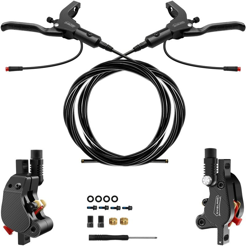DYISLAND LD-210S Electric Scooter Hydraulic Disc Brakes Set, 2-PIN/Power-Off Hydraulic Brake kit for E-Scooter(R-R Brakes(Black))