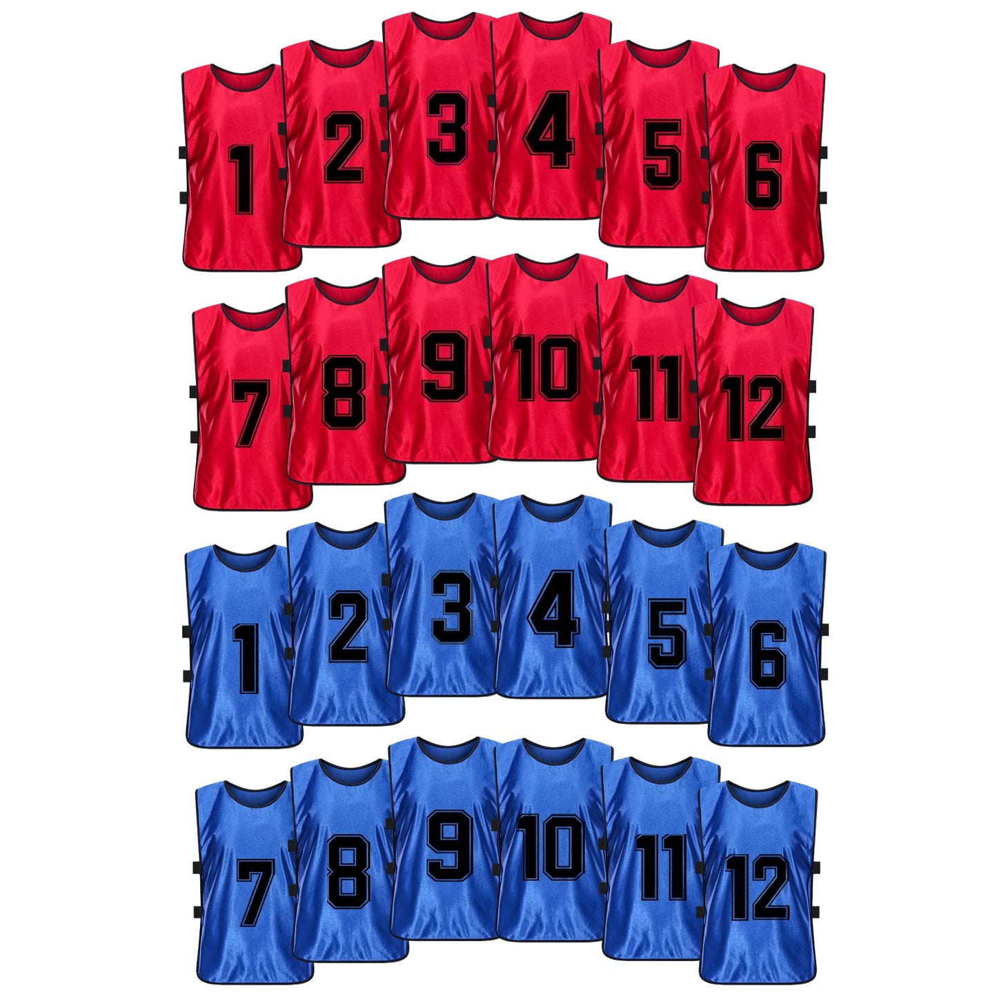 MTTYYD 24 Pack Reversible Numbered Soccer Training Pinnies L-Red,Blue