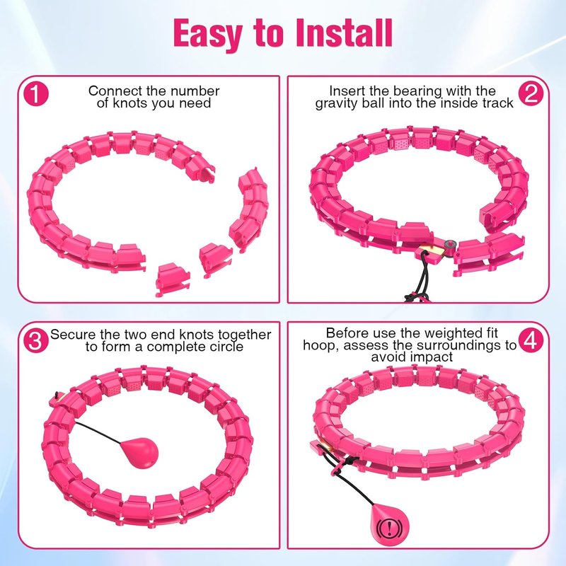 Weighted Hula Hoop for Weight Loss | 32 Detachable Pilates Circles - Quiet Home Workout Tool