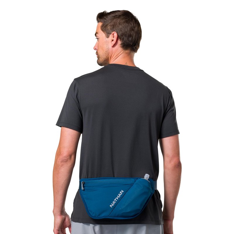 Nathan Hydration Belt for Running - Hydrapak Soft Flask 25 oz Bottle with ExoSpine - Breathable, Adjustable Comfort Fit - Angled Flask Holder - Pinnacle FeatherLite, Ultra-Light, Black