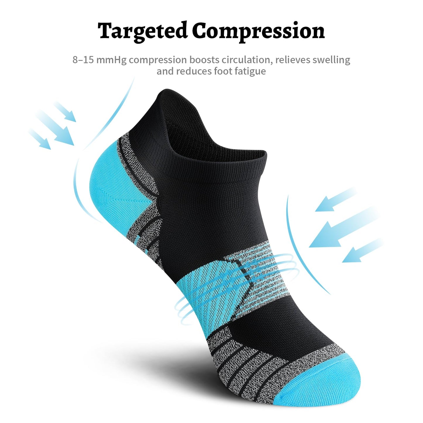 PAPLUS Compression Running Socks Women (6 Pairs), Ankle Athletic Socks Low Cut with Arch Support