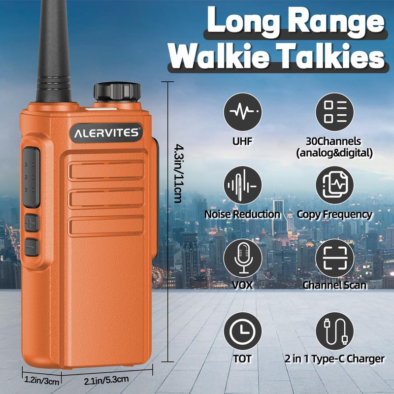 Walkie Talkies Long Range for Adults with Earpieces,Strong Encrypted Walky Talky Rechargeable UHF Handheld Two Way Radios with Noise Reduction,VOX and USB-C Charger for Camping Hiking Hotel,2Pack