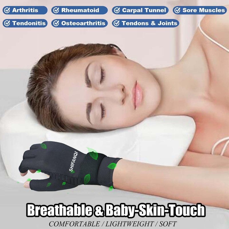 2 Pairs Copper Arthritis Compression Gloves Women Men for Carpal Tunnel, RSI, Joint Pain, Swelling, Tendonitis Relief, Fingerless Arthritis Gloves for Computer Typing, Work, Sleeping (SMALL/MEDIUM)