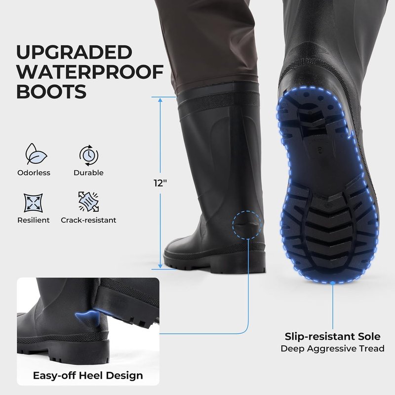 Calamus WaveWalker Waist Waders for Men - 100% Waterproof RipShield Fabric, Slip-Resistant Boots | Comfortable Moisture-Wicking Insoles