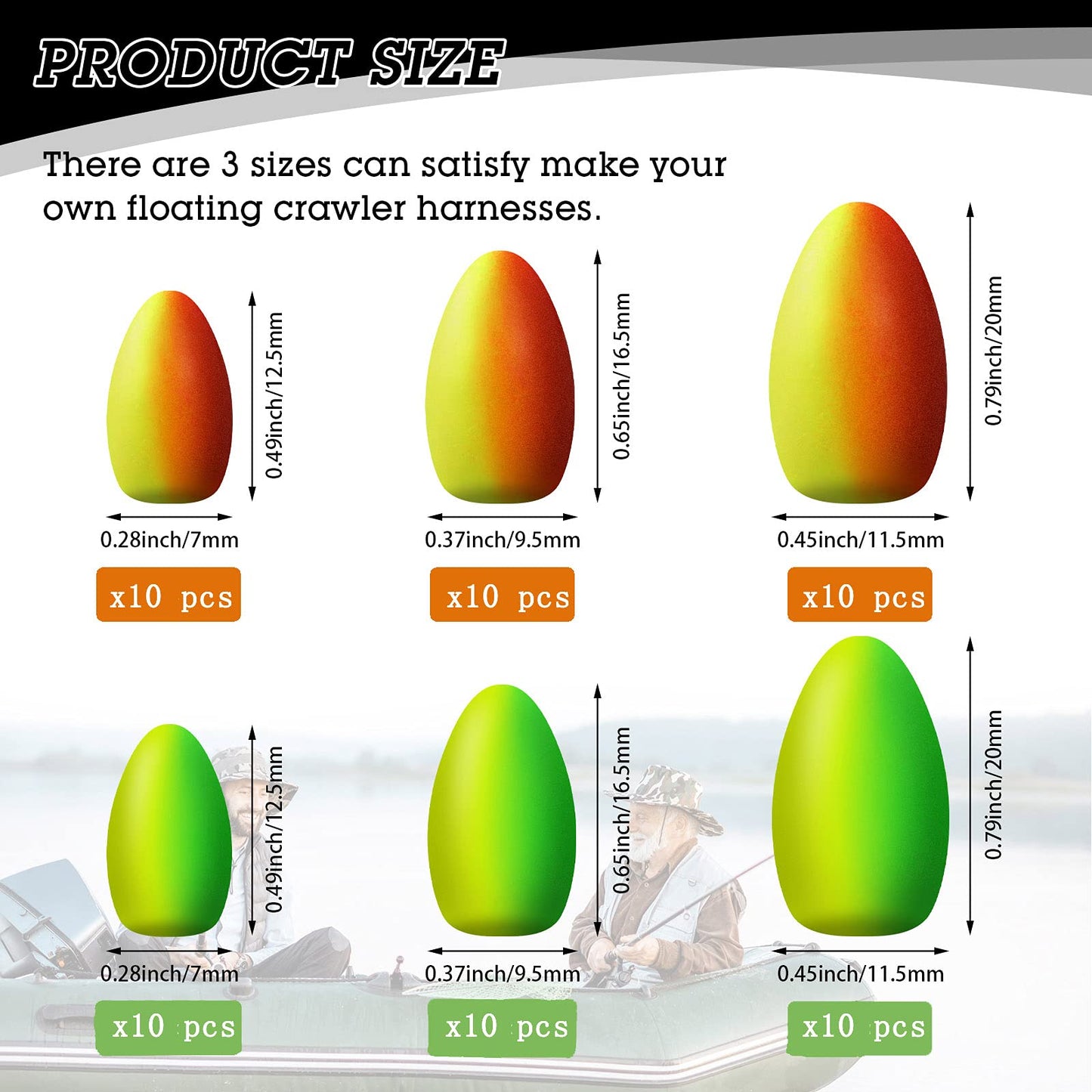 Skylety 60 Pieces Foam Floats Bullet Fishing Foam Snell Floats Pompano Rigs Oval Fly Fishing Strike Indicators for Trout Catfish Walleye(Yellow Green, Red Yellow)