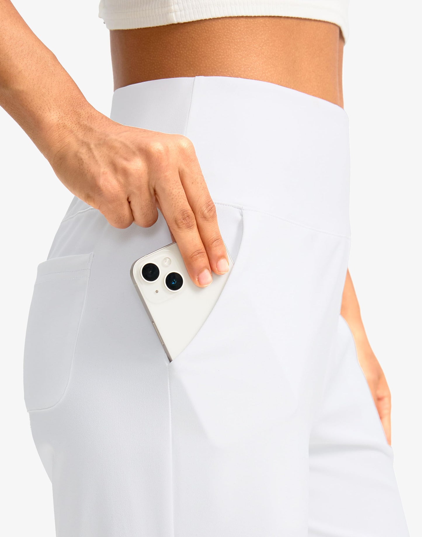 G Gradual Women's Bermuda Long Shorts with Pockets 7" High Waisted Knee Length Shorts for Women Walking Athletic Workout(White-L7,3XL)