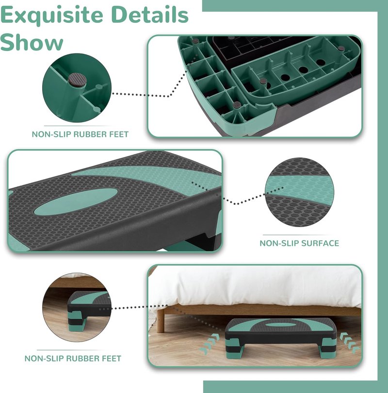 Step Aerobic Platform - Adjustable Height Exercise Step with Stackable Risers | Home Gym Fitness Training