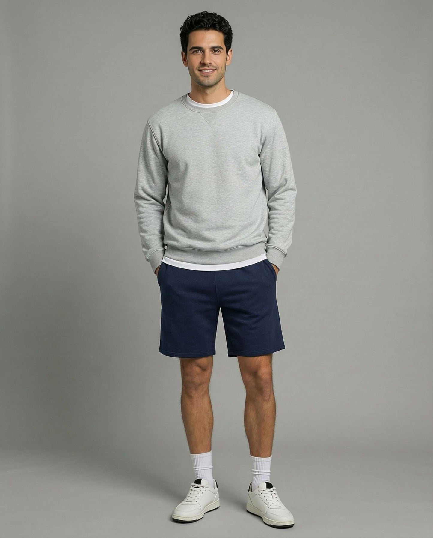 Real Essentials 3 Pack: Shorts Mens Gym Casual Workout Athletic Sweat Short Pajama Cotton Sleep Lounge Basketball Pockets 9 Inch Inseam Drawstring Fleece Pull On Elastic Jersey Knee Length Running