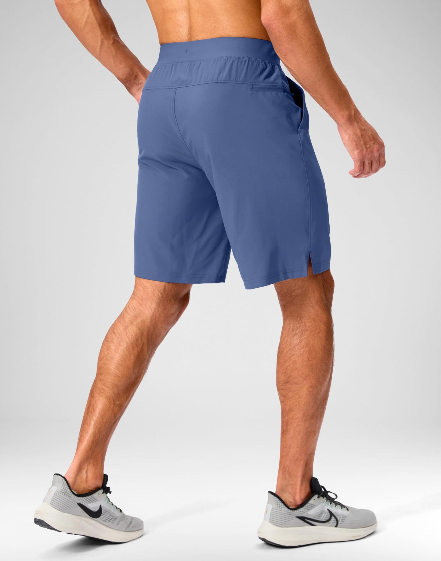 Soothfeel Men's Running Shorts with Zipper Pockets 9 Inch Lightweight Quick Dry Gym Sports Athletic Workout Basketball Shorts for Men (Blue, S)