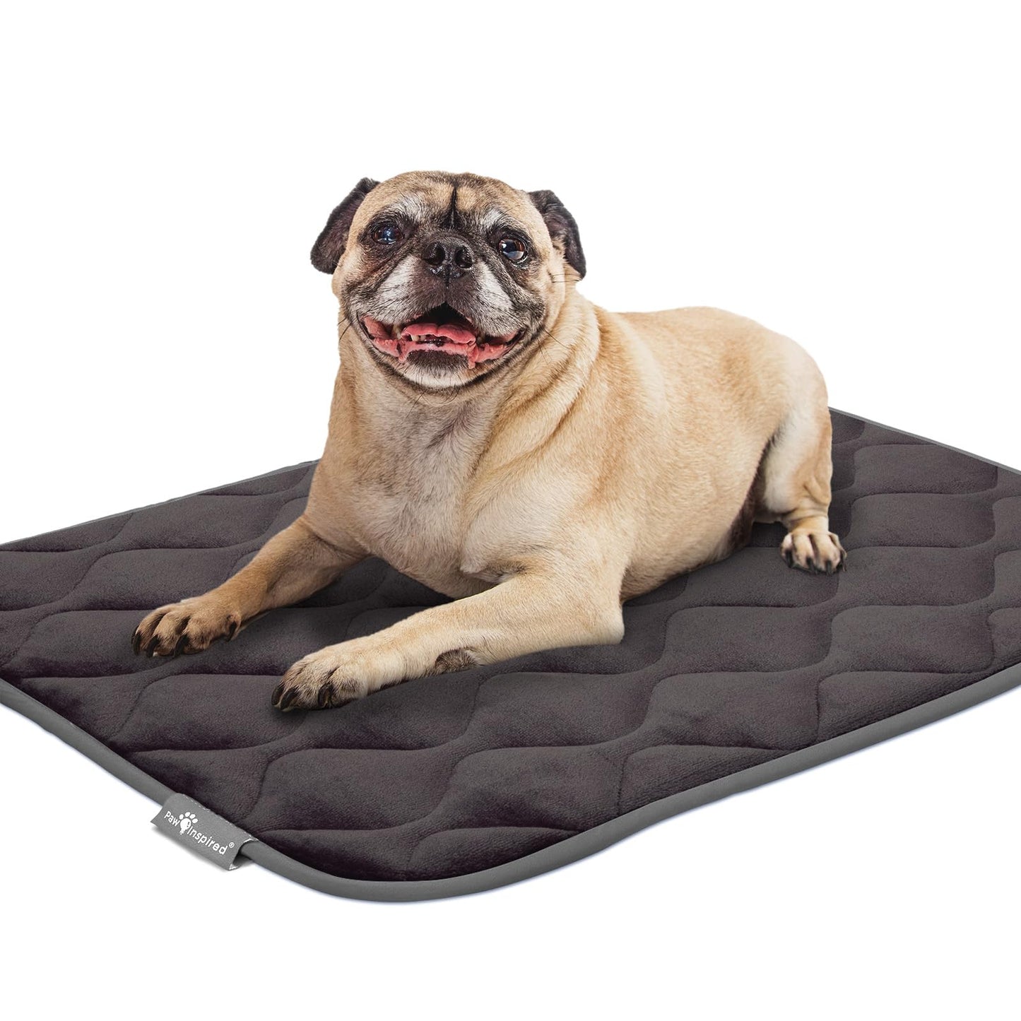 Paw Inspired Washable Padded Crate Mats for Dogs, Gray, 29x18 Inch