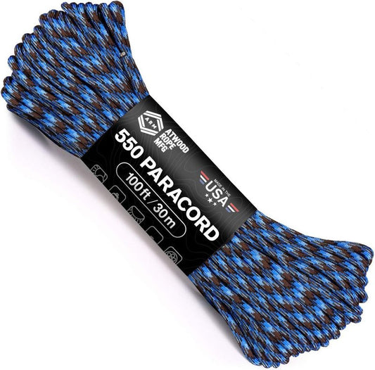 Atwood Rope MFG 550 Paracord - 100 Feet Durable Nylon Survival Cord | Ideal for Lanyards, Bracelets, Keychains (Abyss)