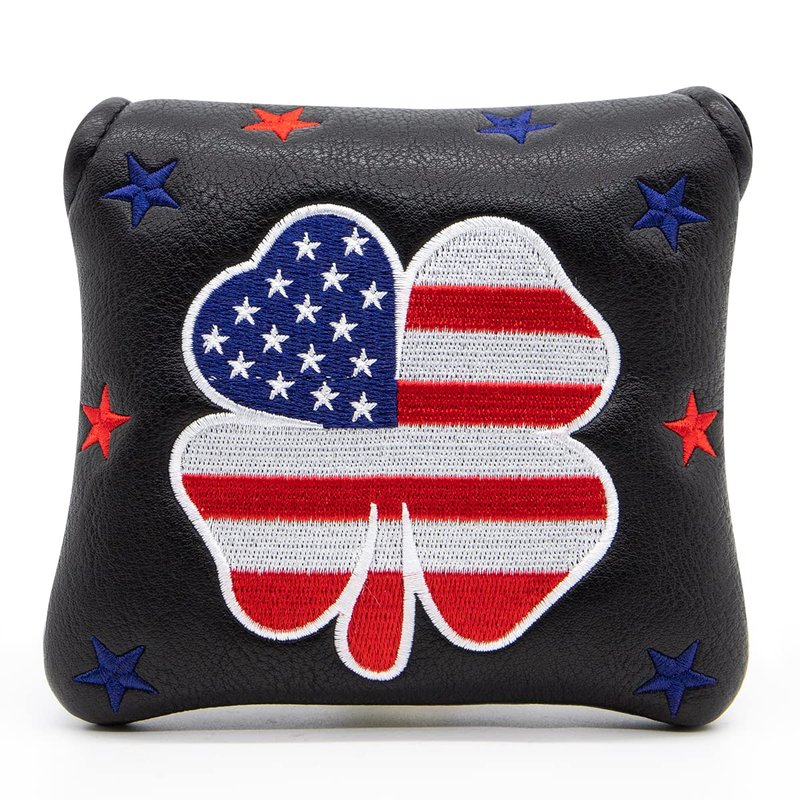 Golf Putter Covers Mallet Putter Headcover Leather Putter Covers Golf Club Covers Magnetic Golf Putter Headcover for Most Brand (Black)