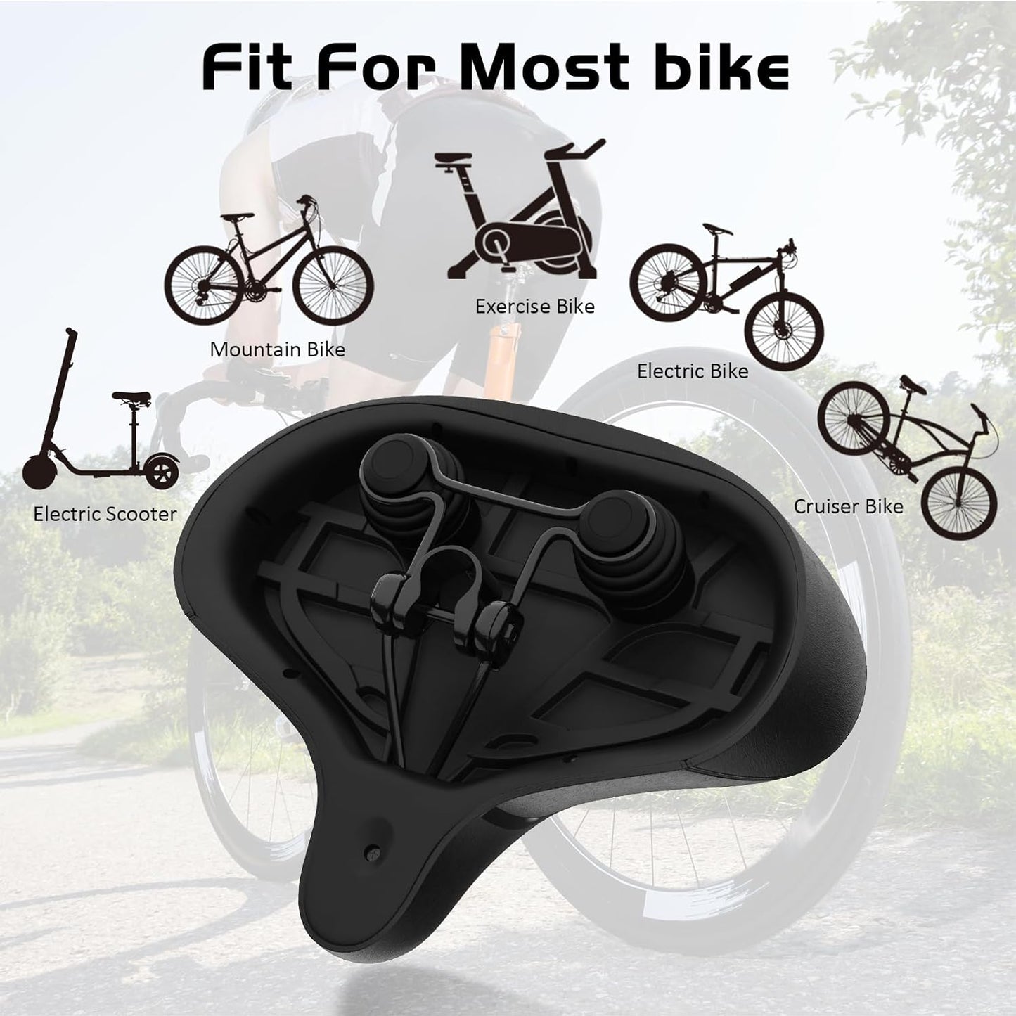 Comfortable Bicycle Seat - Oversized Saddle for Men & Women | Fits Peloton, Exercise, Electric & Mountain Bikes
